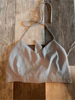 Striped Halter Crop Top in Black and White